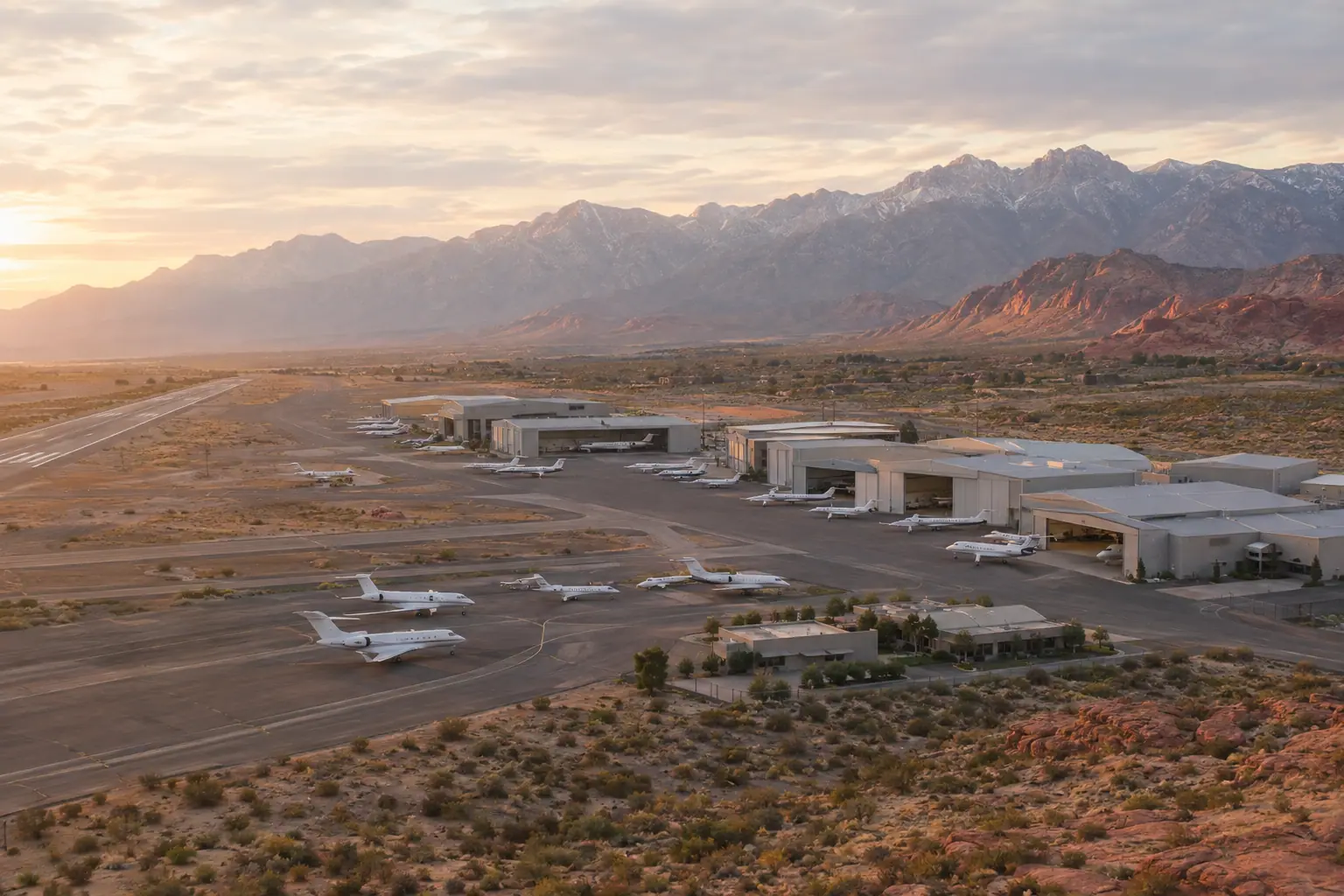 Business aviation ramp near Las Vegas