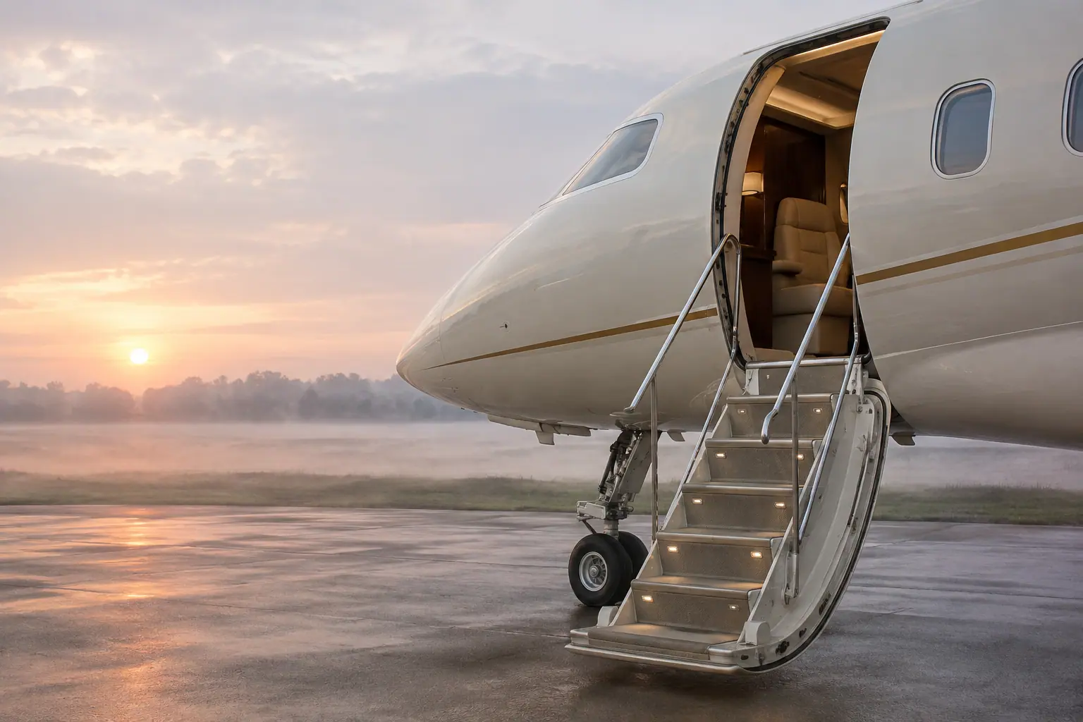 Open airstair of a private jet