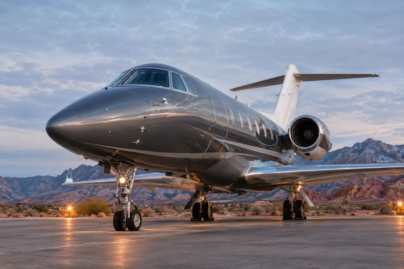 Midsize jet on the ramp